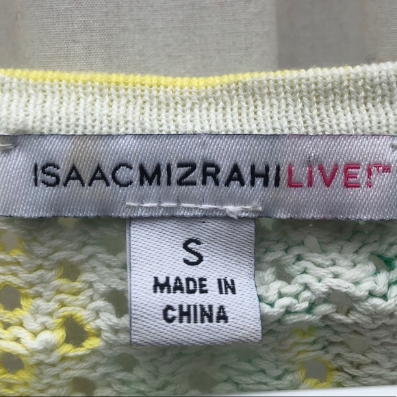 Isaac Mizrahi Crochet Neck Cottage Rose Cardigan - Picture 7 of 7